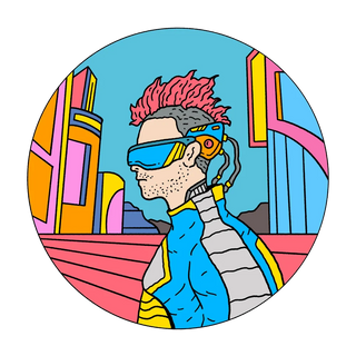 Cyberpunk decals featuring neon designs and futuristic elements