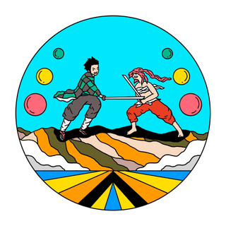 Anime decals featuring popular characters and vibrant designs