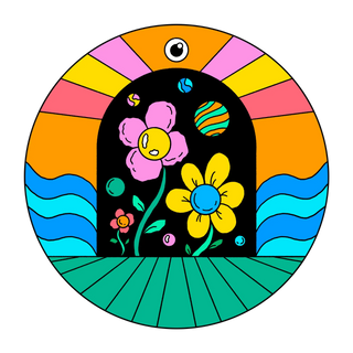 Colorful psychedelic decals for vibrant home decor