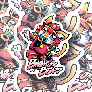 Baby on Board Samurai Kitten Gliding Decal