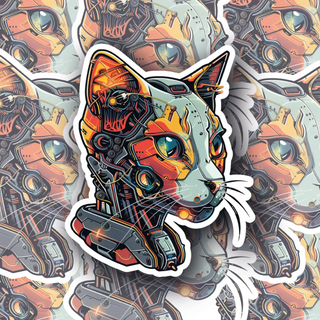 NeonWhiskers the Cyborg Cat vinyl decal