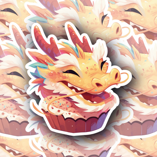 Happy Dragon Cupcake premium vinyl decal