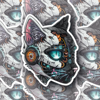 SteelPurr the Cyborg Cat vinyl decal