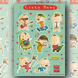 Crazy Baby Sticker/Decal Sheet featuring fun designs