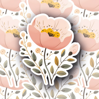 Peach poppy floral decal