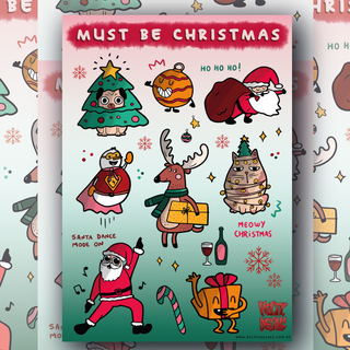 Must Be Christmas Sticker/Decal Sheet featuring holiday designs