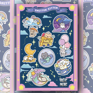 Smitten Kitten Sticker/Decal Sheet with Whimsical Designs