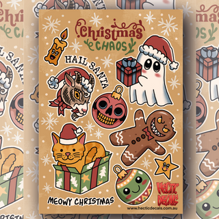 Christmas Chaos Sticker/Decal Sheet with Holiday Designs