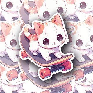 Kickflip Whiskers the Skating Kitten Decal