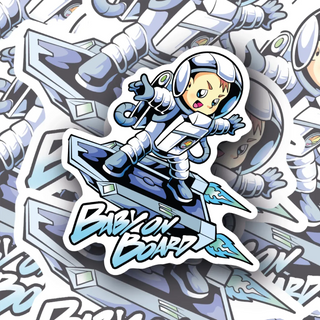 Astronaut Space Skater Baby on Board vinyl decal