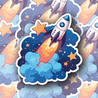 Rocket Ship Launching to Space Edition #3 vinyl decal