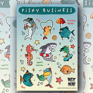 Fishy Business Sticker/Decal Sheet featuring ocean designs