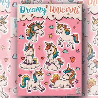 Dreamy Unicorns Sticker/Decal Sheet