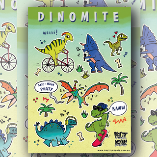 Dinomite Dinosaurs Sticker/Decal Sheet featuring dinosaur designs