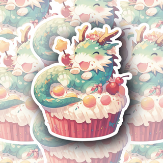 Happy Dragon Cupcake 3 premium vinyl decal