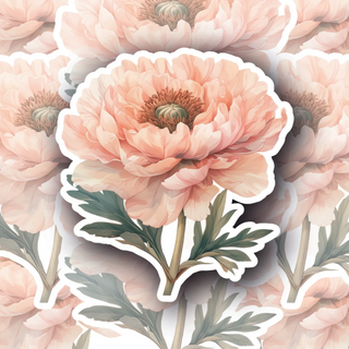 Coral crown peony floral decal