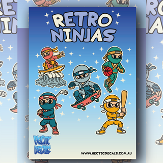 Retro Ninjas Sticker/Decal Sheet with Dynamic Designs