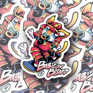 Baby on Board Samurai Kitten Skating Decal