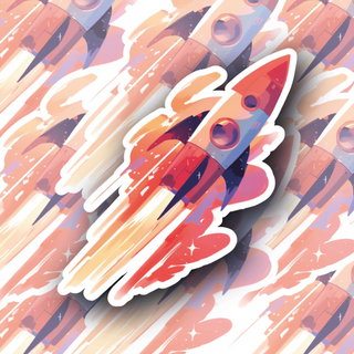 Rocket Ship Launching to Space Edition #4 vinyl decal