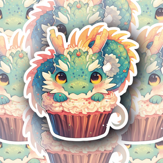 Happy Dragon Cupcake 2 premium vinyl decal