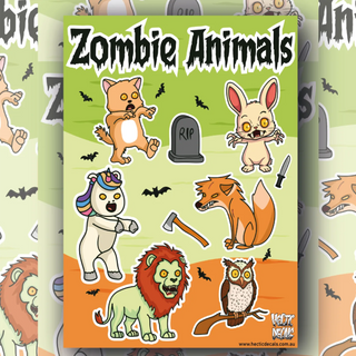 Zombie Animals Sticker/Decal Sheet