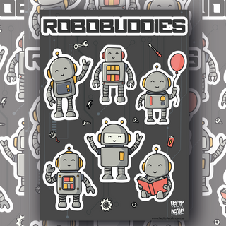 Robobuddies Sticker/Decal Sheet with Robot Designs