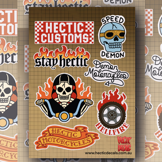 Hectic Customs Sticker/Decal Sheet featuring vehicle designs