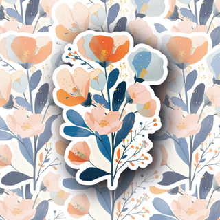 Indigo bloom floral decal