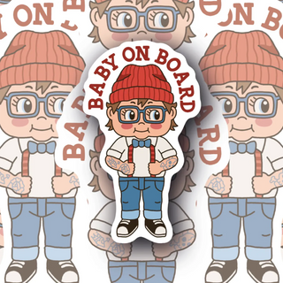 Hipster Baby on Board vinyl decal