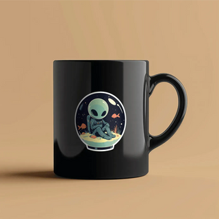 Alien in Fishbowl 1 vinyl decal for cup. Laminated, UV & water resistant