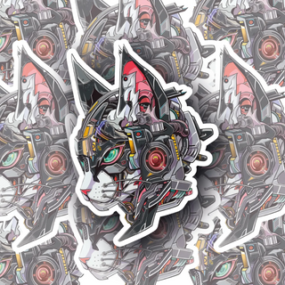 GlitchCat the Cyborg Cat vinyl decal