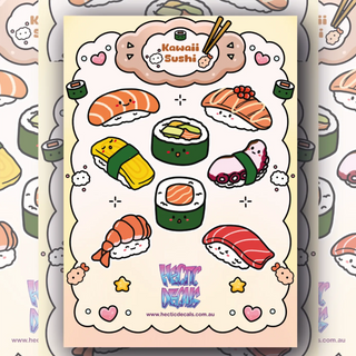 Kawaii Sushi Sticker/Decal Sheet
