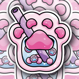 Bubble Tea Kitten Paw decal