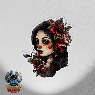 Neo Traditional Girl With Flowers In Her Hair