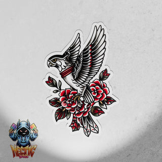 Neo Traditional Red Flower Eagle