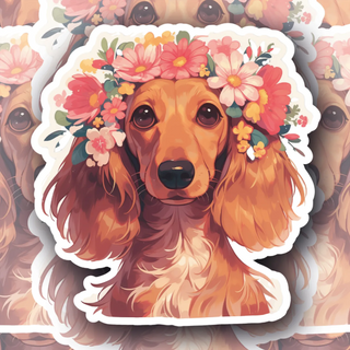 Dog with Flowers -.- decal