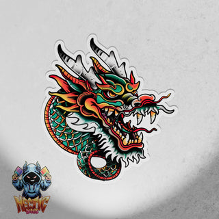Neo Traditional Green and Red Dragon