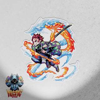 Tanjiro Flame and Water Breathing Attack - Hectic Decals Branded (no text)