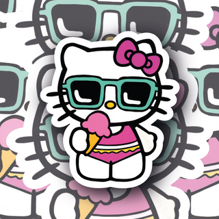 Hello Kitty Enjoying Ice Cream cute decal