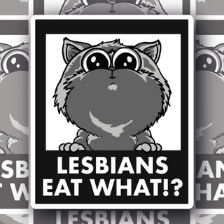 Lesbians Eat What? shocked cat decal